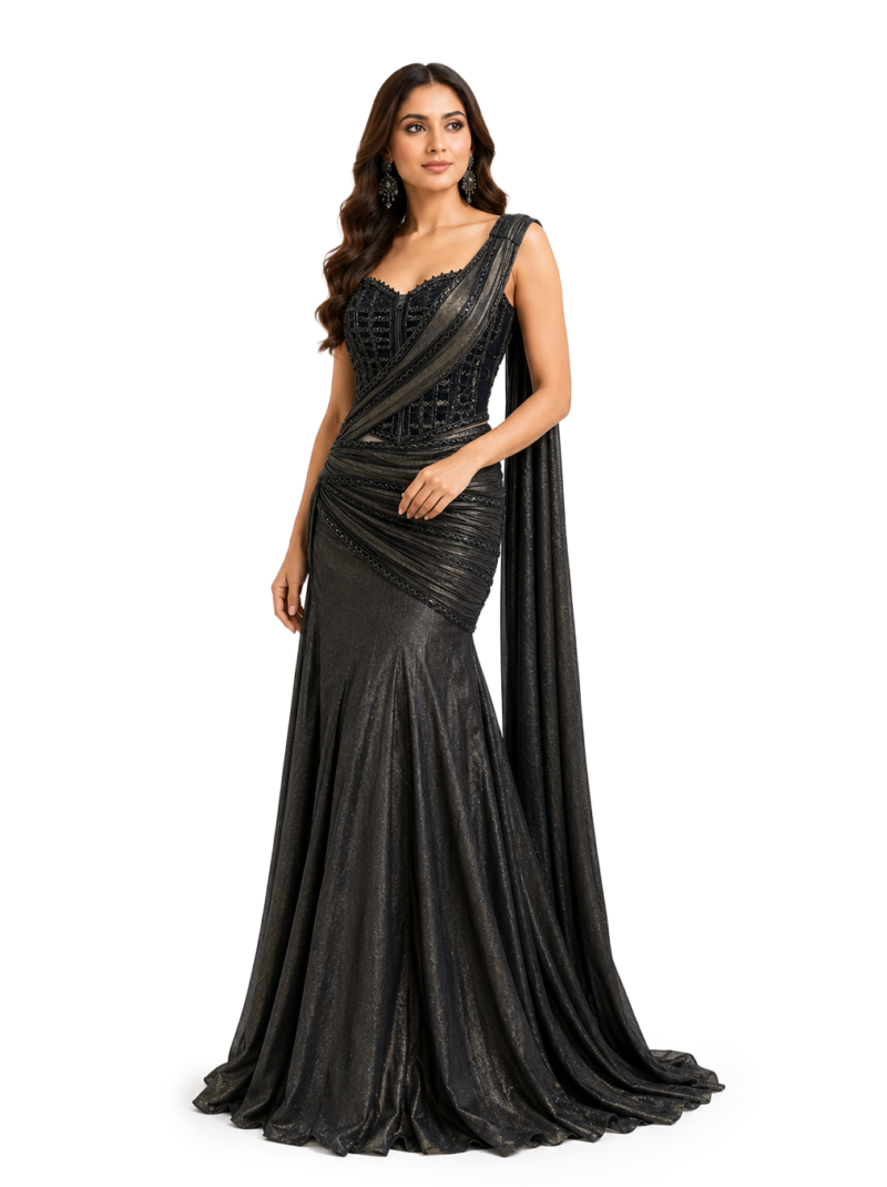 Gold & Black Shimmer Lycra Dress