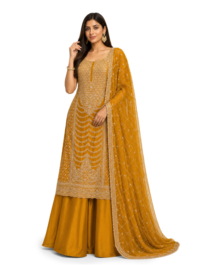 Mustard Colour Unstitched Suit