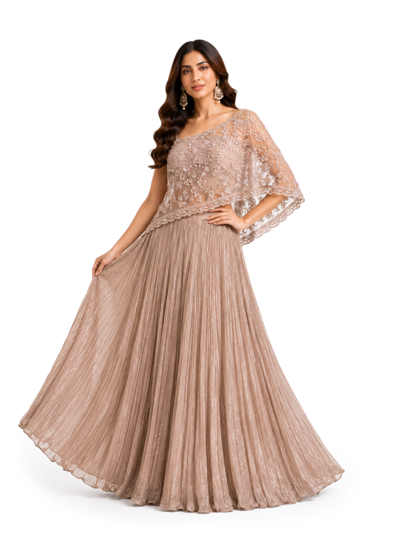 Champagne One-Shoulder Dress