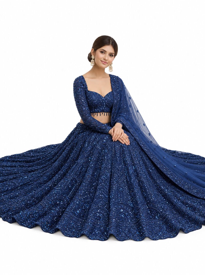 stunning navy blue lehenga