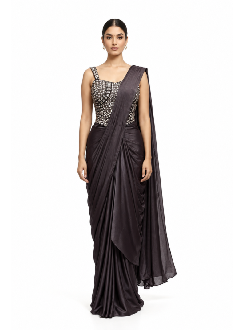 dark brown saree
