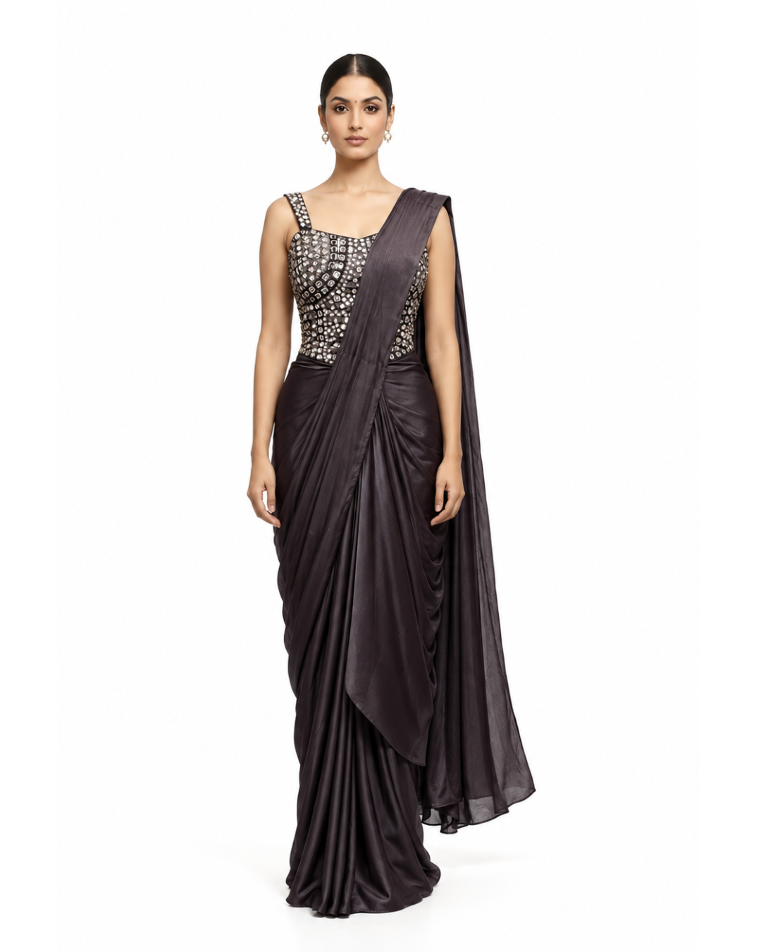 dark brown saree