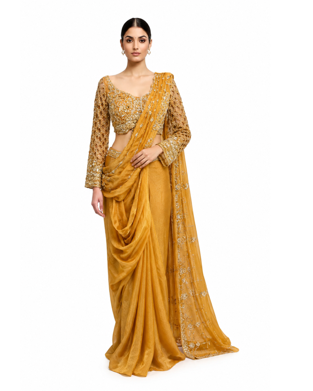 Mustard Shimmer Saree