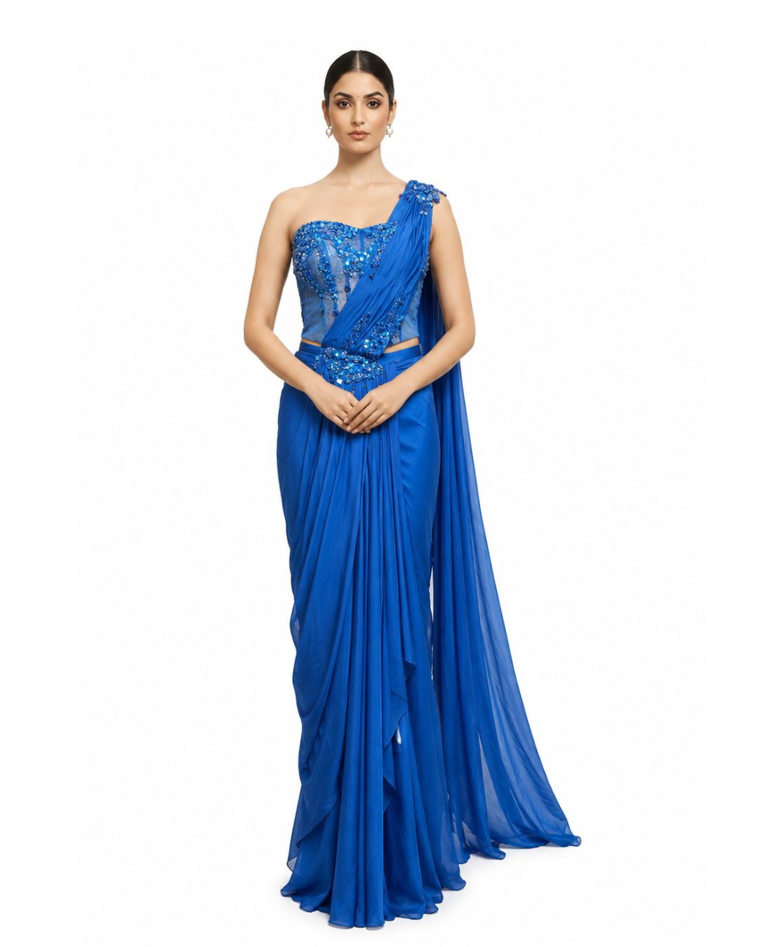 Royal Blue Lycra Saree